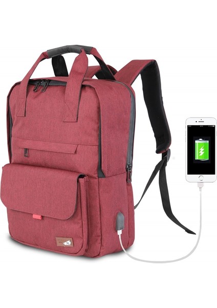 Smart Bag USB Şarj Girişli Akıllı Sırt Çantası 1205 Bordo