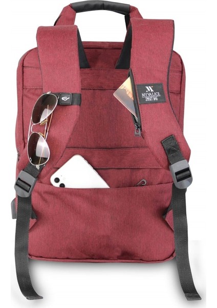 Smart Bag USB Şarj Girişli Akıllı Sırt Çantası 1205 Bordo