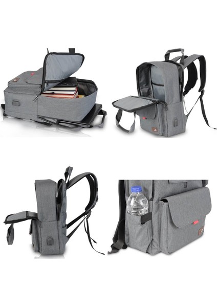 Smart Bag USB Şarj Girişli Akıllı Sırt Çantası 1205 Bordo
