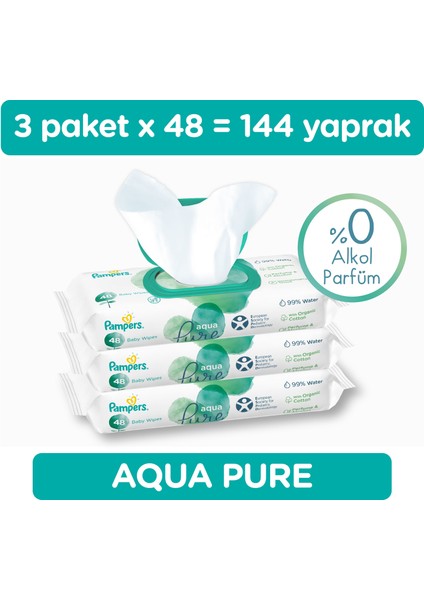 Islak Havlu  Aqua Pure 48*3 (144 Yaprak)