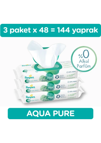 Islak Havlu  Aqua Pure 48*3 (144 Yaprak)