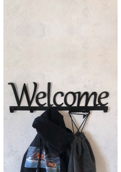 Welcome Yazılı Dekoratif Metal Elbise Askısı
