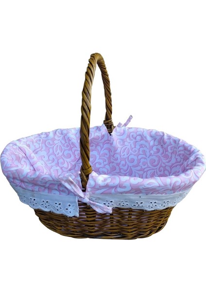 Nostaljik Eskitme El Yapımı Söğüt Hasır Piknik Sepeti 15 Litre