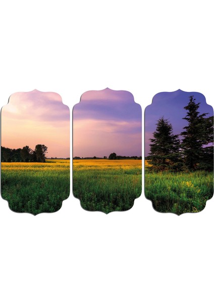 Ağaçlık Gökyüzü Yeşil Manzara Mdf Tablo 3145