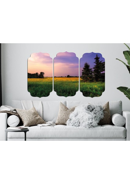 Ağaçlık Gökyüzü Yeşil Manzara Mdf Tablo 3145