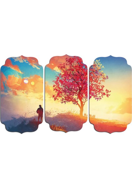 Ağaç Insan Digital Painting Gün Batımı Mdf Tablo 3136