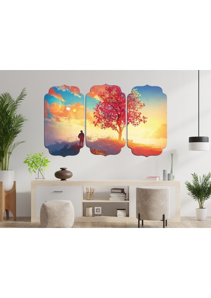 Ağaç Insan Digital Painting Gün Batımı Mdf Tablo 3136