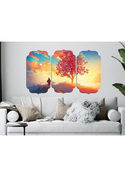 Ağaç Insan Digital Painting Gün Batımı Mdf Tablo 3136