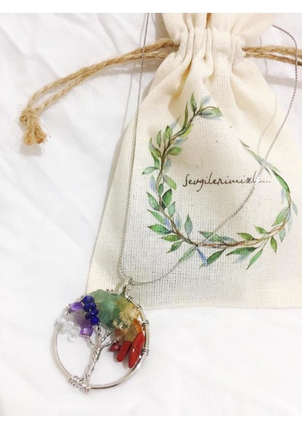 art Doğaltaş Çakra Hayat Ağacı Paslanmaz Çelik Kolye