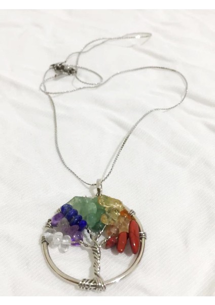 art Doğaltaş Çakra Hayat Ağacı Paslanmaz Çelik Kolye modelleri