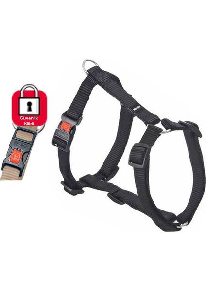 Kilitli Göğüs Tasması 35-50 cm Siyah