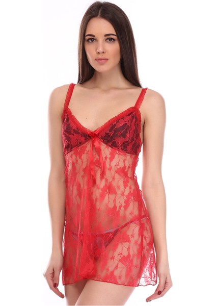 Kadın Gecelik Dantelli Kısa Ip Askılı