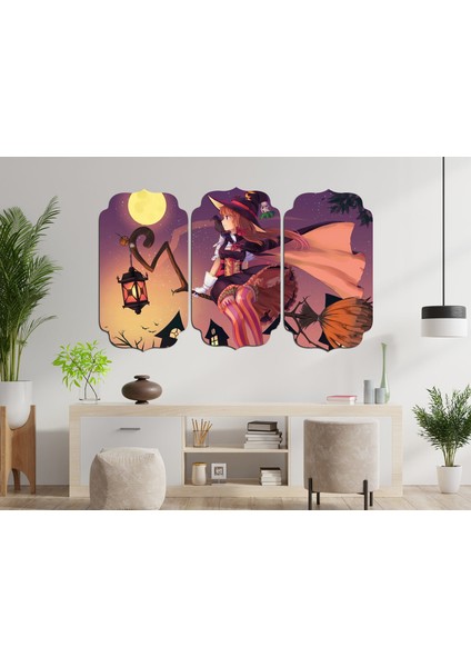 Anime Cadı Süpürge Kız Mdf Tablo 0103 (Model D)