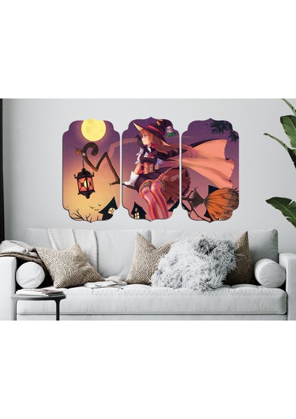 Anime Cadı Süpürge Kız Mdf Tablo 0103 (Model D)