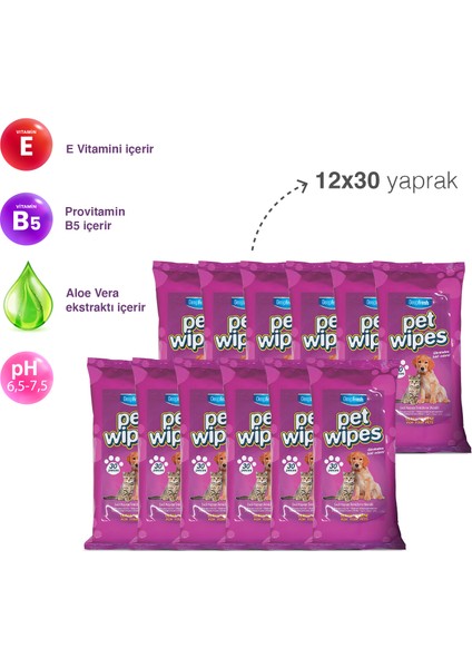 Deep Fresh Pet Temizleme Mendili 12 x 30 Yaprak