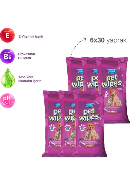 Deep Fresh Pet Temizleme Mendili 6 x 30 Yaprak