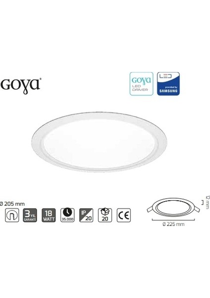 GY-1778 18W Panel LED Günışığı 3000K
