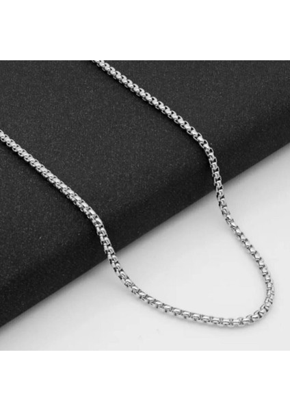 Erkek Gri Örme Model Çelik Zincir Kolye