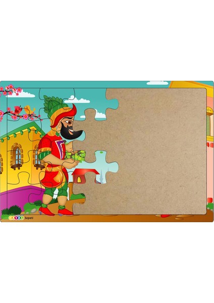 Hayal Sepeti Karagöz ve Hacivat 3-9 Yaş Çocuklar Için 24 Parçalı Ahşap Puzzle Yapboz
