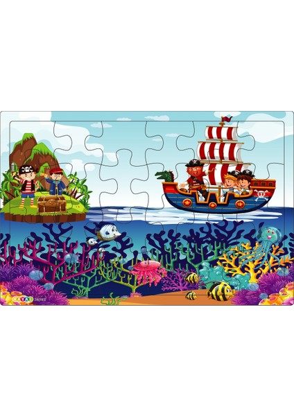 Hayal Sepeti Korsan Çocuklar 3-9 Yaş Çocuklar Için 24 Parçalı Ahşap Puzzle Yapboz
