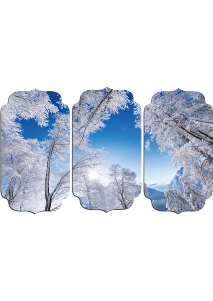 Kar Kış Gökyüzü Ağaçlık Orman Mdf Tablo 0664 (Model D)