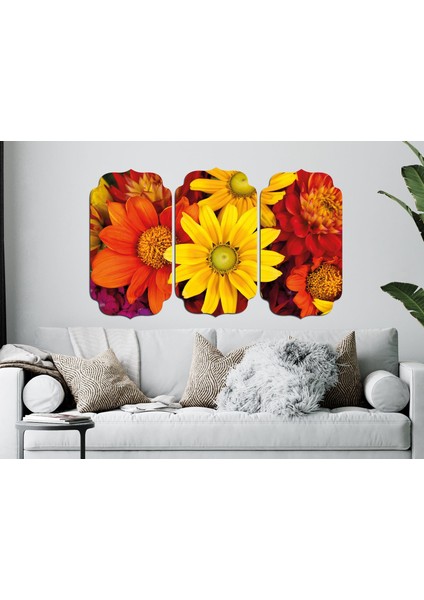 Sarı Kırmızı Çiçekler Mdf Tablo 0739 (Model D)
