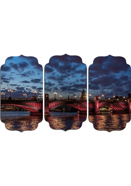 Gece Şehir Köprü Manzarası Mdf Tablo 1542