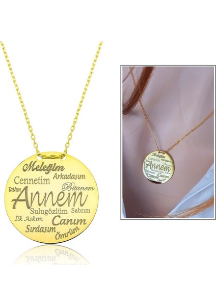 Annem Sulugözlüm Plaka Kolye _14K Altın Kapl. fiyatları