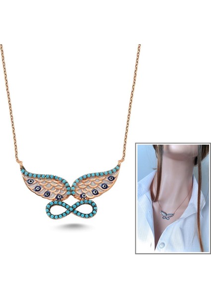 Mineli Melek Kanadı Kolye_rose