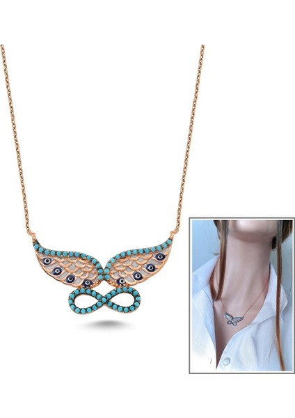 Mineli Melek Kanadı Kolye_rose fiyatları