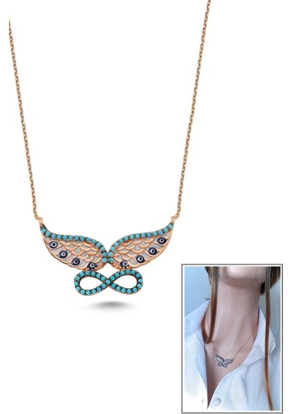 Mineli Melek Kanadı Kolye_rose modelleri