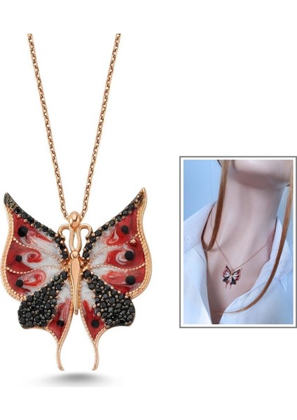Kırmızı Kelebek Etkisi Kolye _rose fiyatları