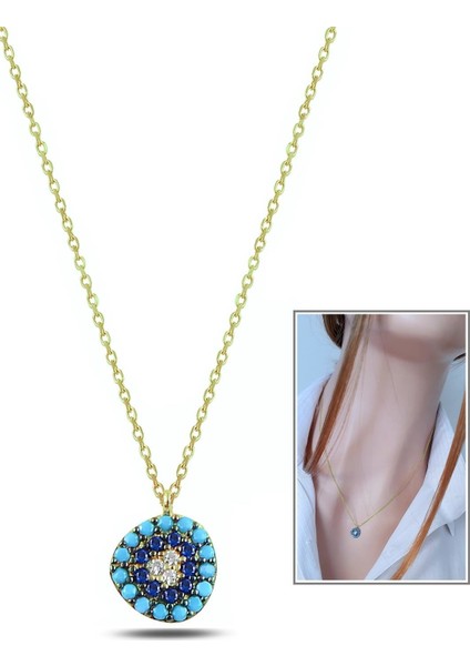 Minimal Nazar Kolye 14K Altın Kapl. modelleri