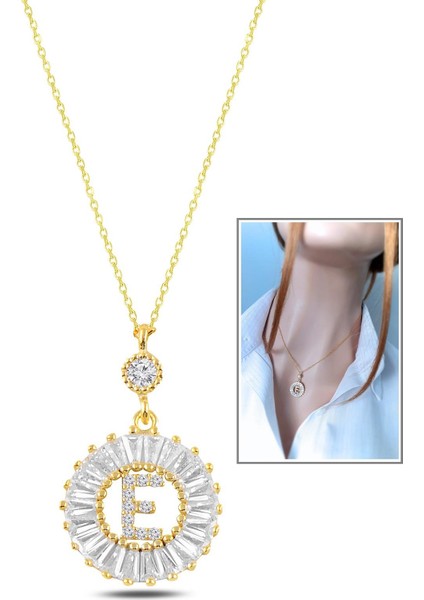 Öze Dönüş E Harfi Kolye _14K Altın Kapl. indirimleri