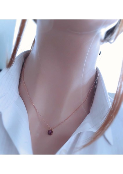 Fuşya Minimal Kar Tanesi Rose Gümüş Kolye fırsatları
