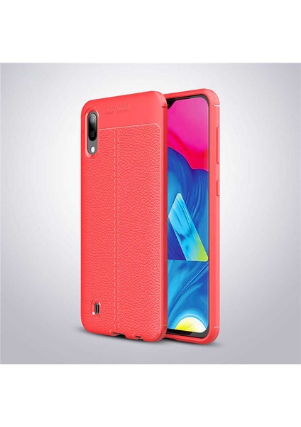- Samsung Galaxy M10 - Kılıf Auto Focus Karbon Niss Silikon Kapak - Kırmızı - T7679