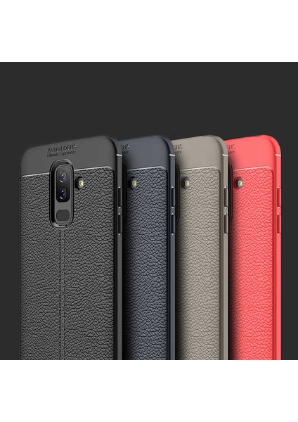 Samsung Galaxy J8 Kılıf Deri Görünümlü Renk Atmayan Dayanaklı Silikon Kapak (Niss)