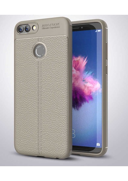 Huawei P Smart Kılıf Deri Görünümlü Renk Atmayan Dayanaklı Silikon Kapak (Niss)
