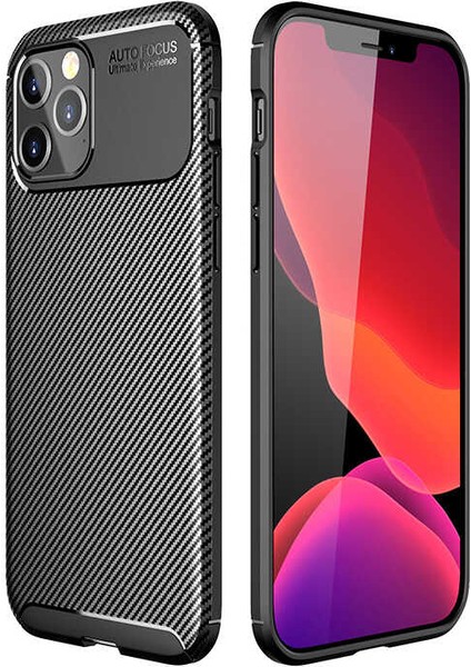 - Apple iPhone 12 Pro Max - Kılıf Auto Focus Karbon Negro Silikon Kapak - Siyah
