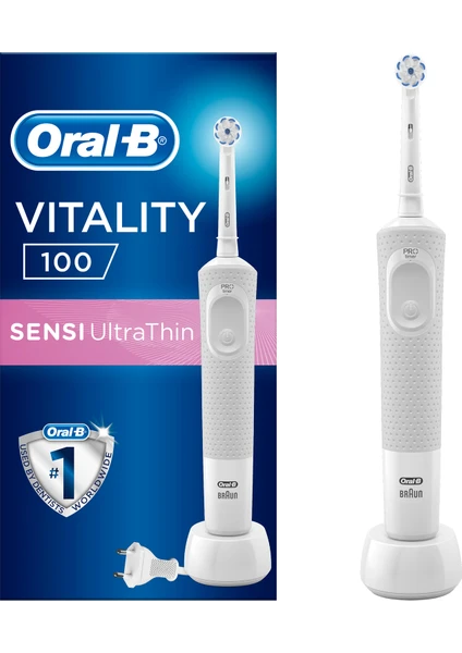 D100 Vitality Sensi Ultra Thin Şarjlı Diş Fırçası - Beyaz