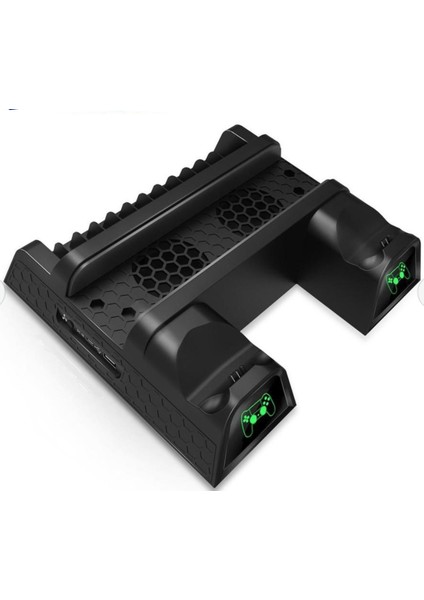 Playstation 4 Slim Pro Fanlı Göstergeli Stand + Oyun Kolu USB Şarjlı