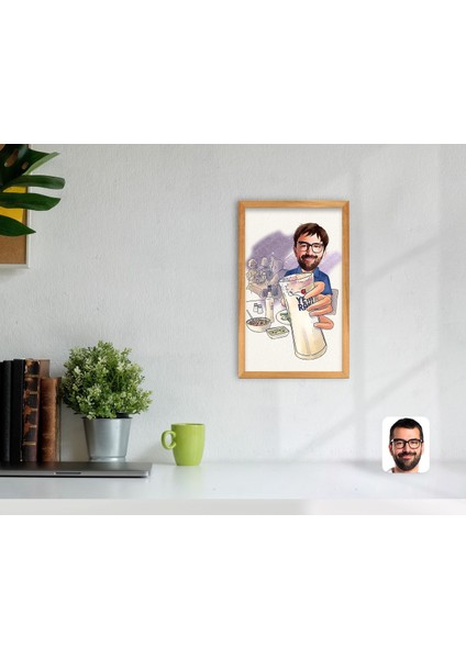 Gift Erkek Rakı Karikatürlü Dekoratif Retro Ahşap Tablo-1