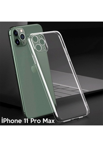 Apple iPhone 11 Pro Max 6.5" Kamera Korumalı Silikon Kılıf AL-32206 Şeffaf
