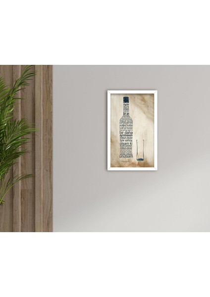 Gift Rakı Tasarımlı Dekoratif Ahşap Beyaz Çerçeveli Tablo-8
