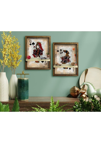 Gift 2'li Doğal Masif Ahşap Çerçeveli Tablo Duvar Rafı-56 fiyatları