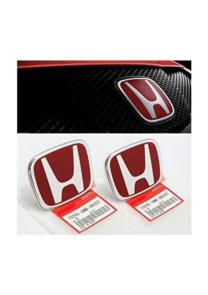 Honda Civic Fk7 Panjur ve Bagaj Logosu Arması Kırmızı Takım 2li Set 2016+