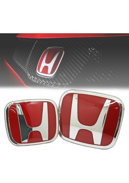 Honda Civic Fk7 Panjur ve Bagaj Logosu Arması Kırmızı Takım 2li Set 2016+ modelleri