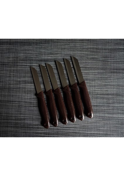 Meyve Bıçağı 6'lı Simli Kahverengi