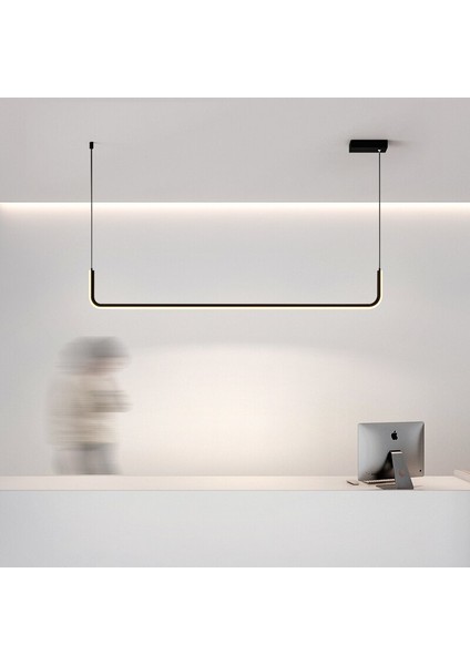 Modern LED Avize Owal Sarkıt Avize 3000K Siyah