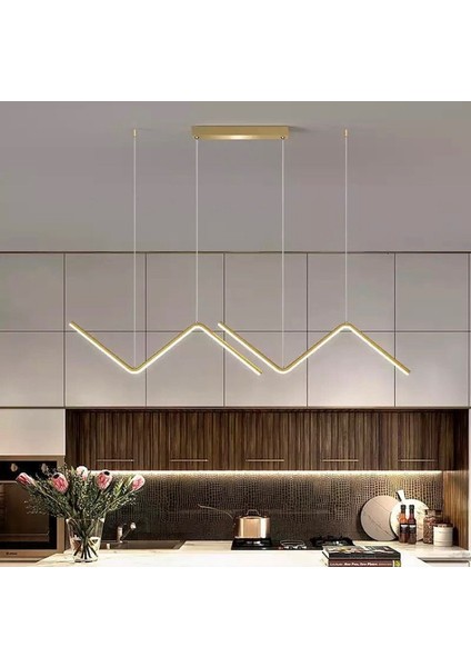 Modern LED Dekoratif Sarkıt Avize 120CM Bronz 3000K